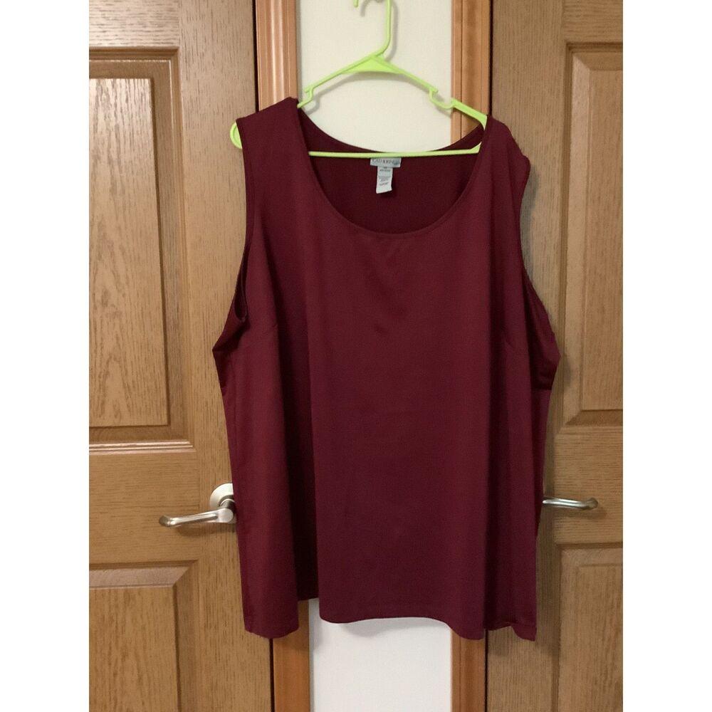 Bundle of 2 Catherines 4X Sleeveless Stretch Tank Tops Green & Burgundy